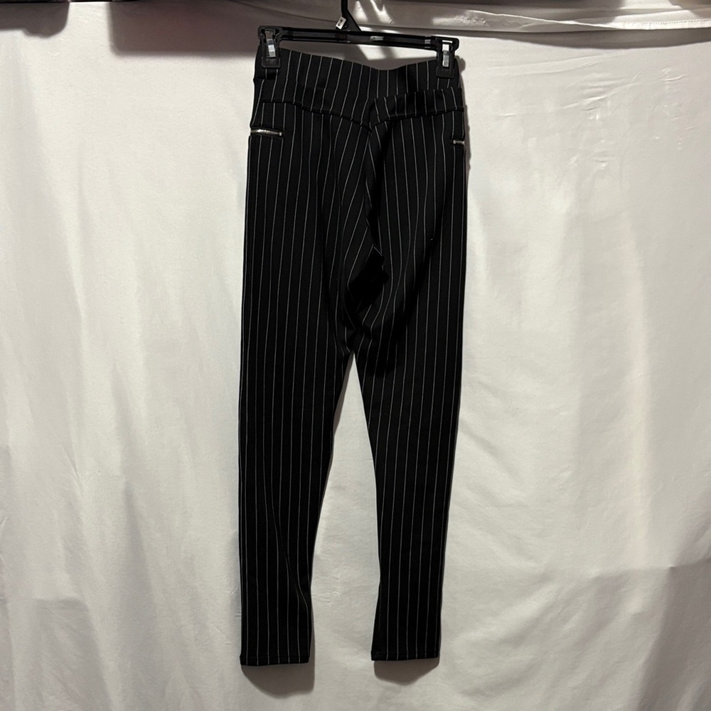 Revamped Black and White Striped Straight Leg Pants - Picture 5 of 9